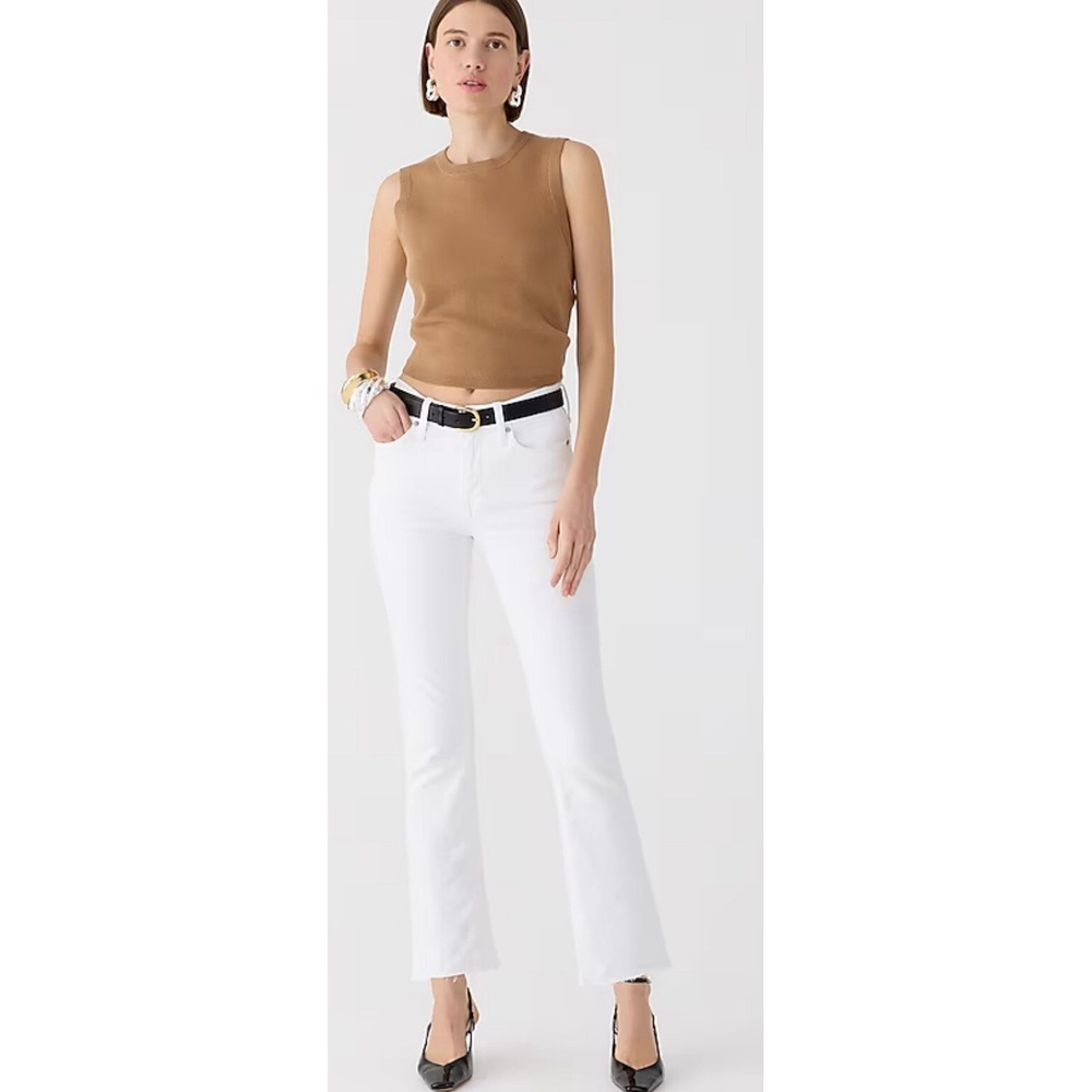 New JCREW Size 32 9" Demi-Boot Crop Jean in White Wash - $128 BQ301